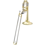 Jupiter JTB1180 Trigger Trombone - Bb/F/Gb/D, lacquered brass body w/standard wrap, .562" bore, 10" bell, double independent inline rotor system, tapered rotary valves w/mechanical linkage, nickel silver outer slide, chromed inner slide, JBM-L15L mouthpiece, wooden case