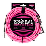 Ernie Ball P06083 18' Braided Straight / Angle Instrument Cable - Neon Pink