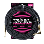 Ernie Ball P06086 18' Braided Straight / Angle Instrument Cable - Black w/Gold Connectors
