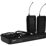 Shure BLX188/CVL Dual Channel Lavalier Wireless System with (2) CVL Lavalier
Microphones
1) BLX88 Dual Wireless
Receiver
(1) BLX1 Bodypack
Transmitter
(2) CVL Lavalier Microphones