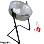 Panyard W1704 Traditional High Gloss Silver C20 Lead Pan (W1703) + Stand (W2080) + Mallets (W4057) Steel Pan