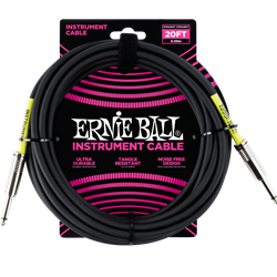 Ernie Ball P06046 20' Straight / Straight Instrument Cable - Black