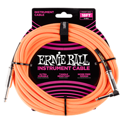 Ernie Ball P06084 18' Braided Straight / Angle Instrument Cable - Neon Orange