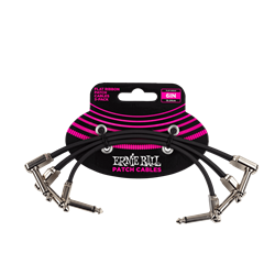 Ernie Ball P06221 6” Flat Ribbon Patch Cable 3-Pack - Black