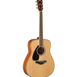 Yamaha FG820L Left-handed folk guitar; solid Sitka spruce top, mahogany back and sides, die-cast chrome tuners; Natural