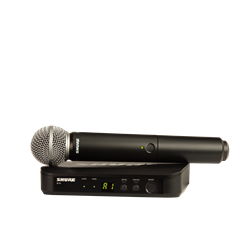 Shure BLX24/SM58Handheld Wireless System with SM58® Handheld Microphone(1) BLX4 Wireless Receiver (1) Handheld Transmitter withSM58 Microphone(1) Carrying Case